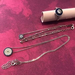 Cute 925 silver set with Blue and clear CZ’s